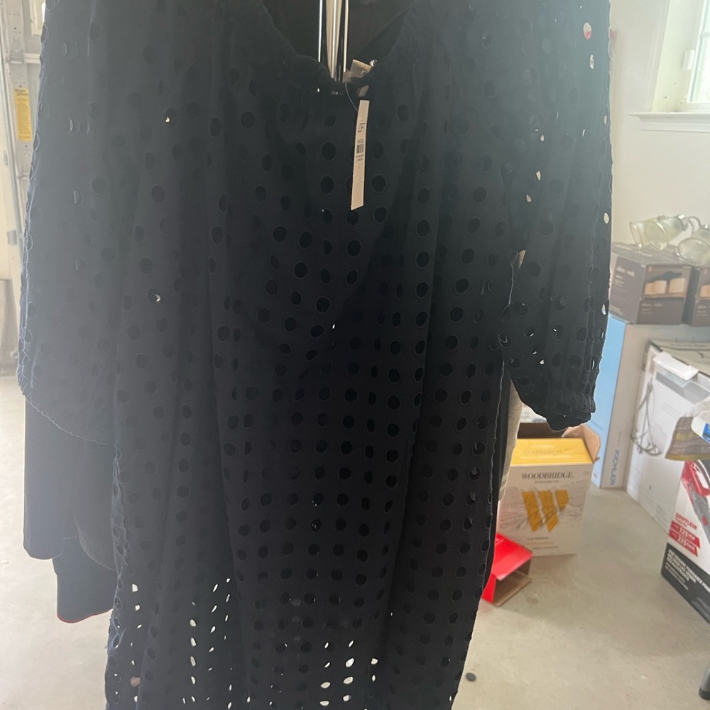 LOFT Black Eyelet Swim Coverup